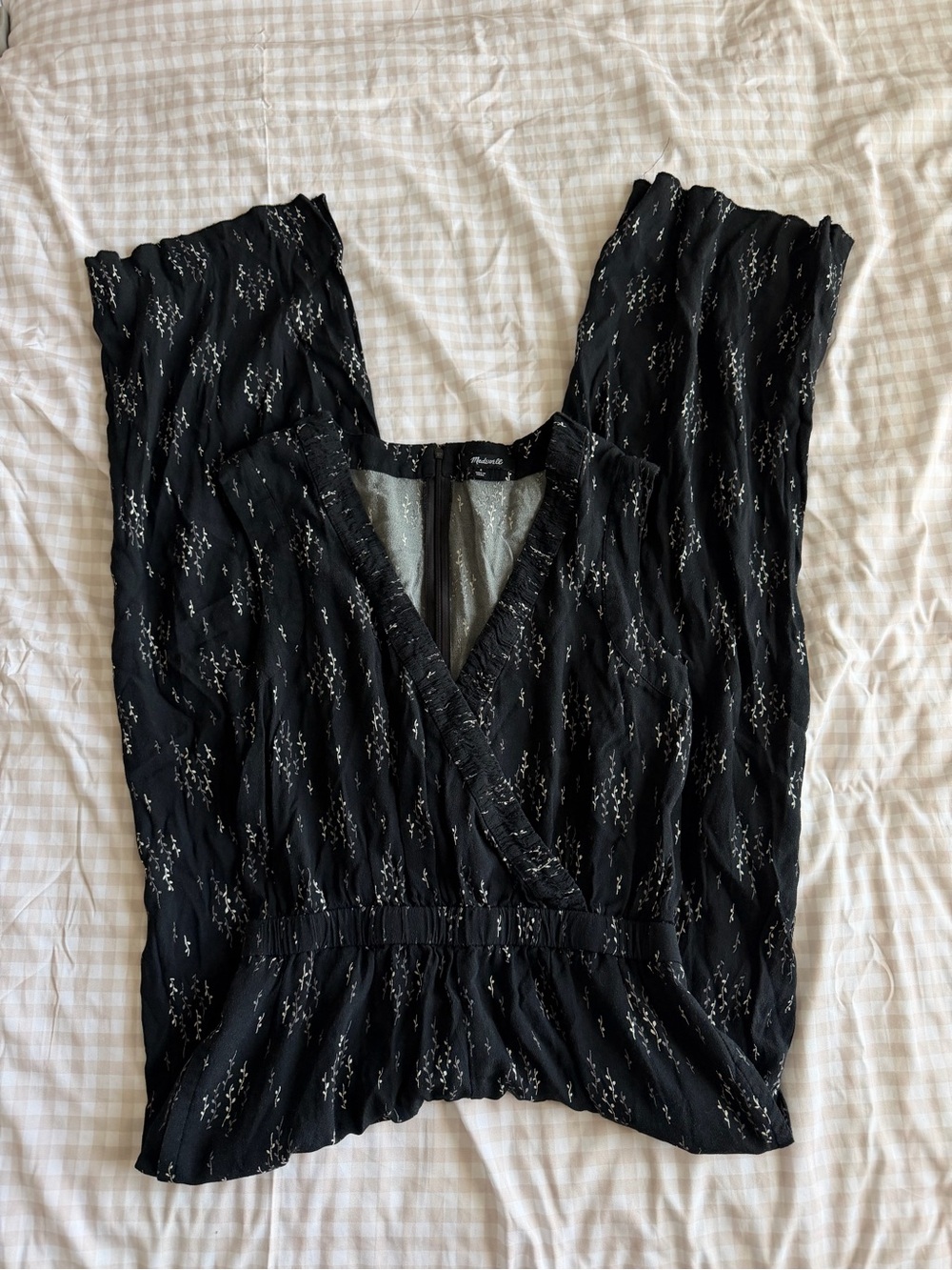 Madewell Black Floral V Neckline Sleeveless Jumpsuit (4)